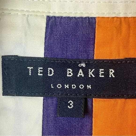 Ted Baker London Men's Size 3 M Striped Long Sleeve Button Down Shirt Multicolor - Picture 2 of 7